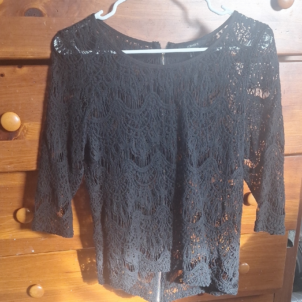 Forever 21 Black Lace Blouse